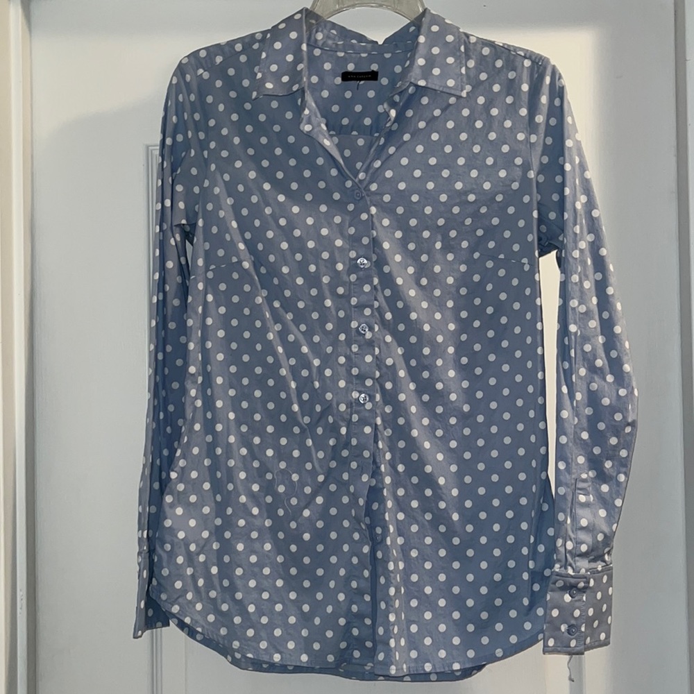 Ann Taylor pokadot button down
